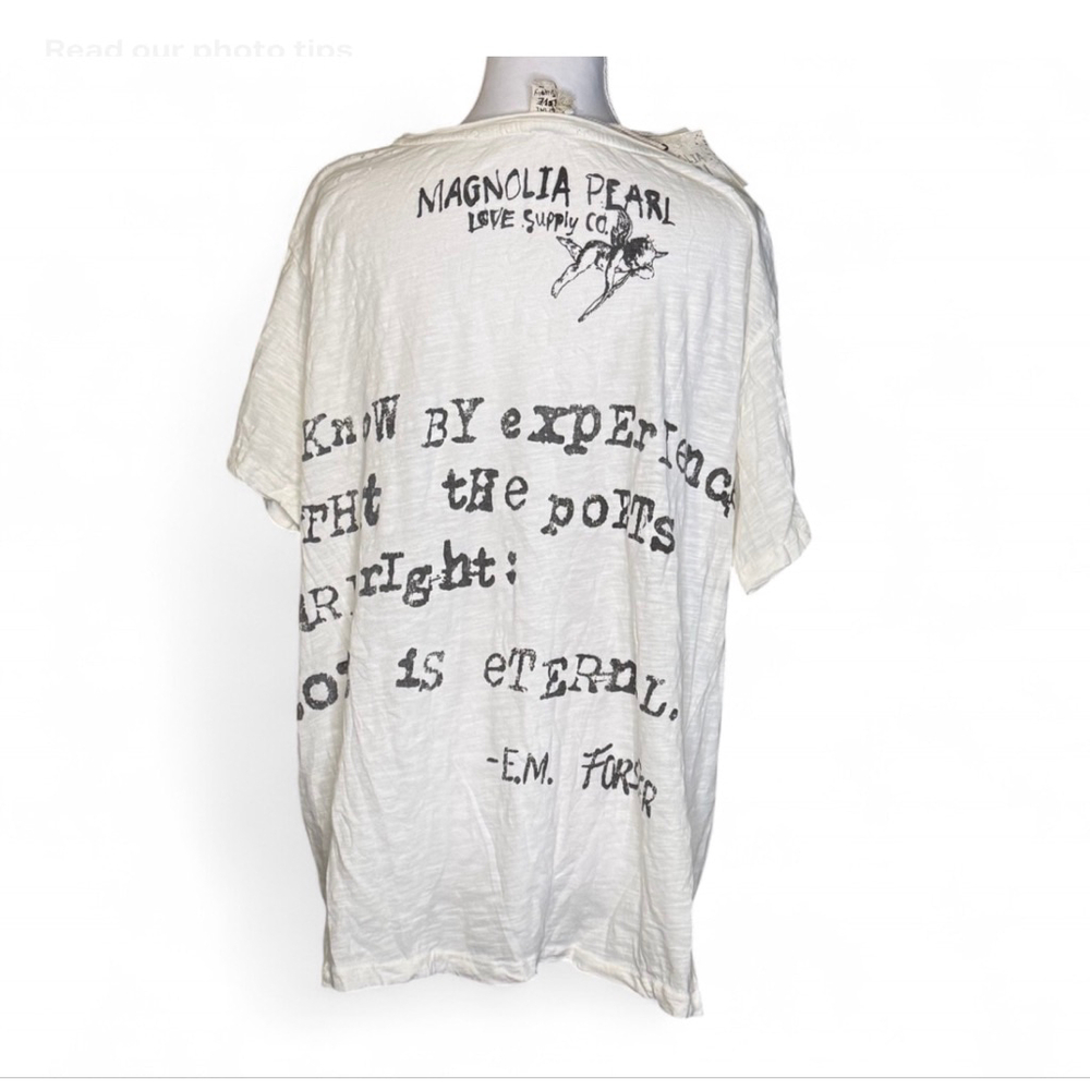 Magnolia Pearl Love Poets Tee NWT One Size Boho Graphic Cotton Shirt - Picture 2 of 8